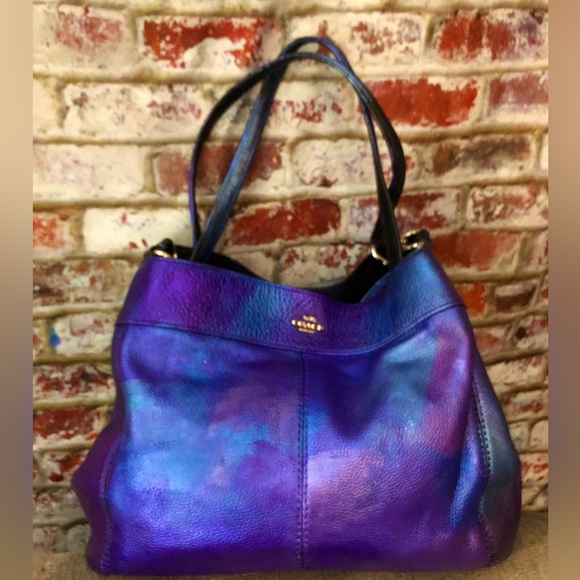 Coach Madison Metallic Multi Color Leather Satchel Shoulder Bag 13. X 6. X 11 - Picture 13 of 15